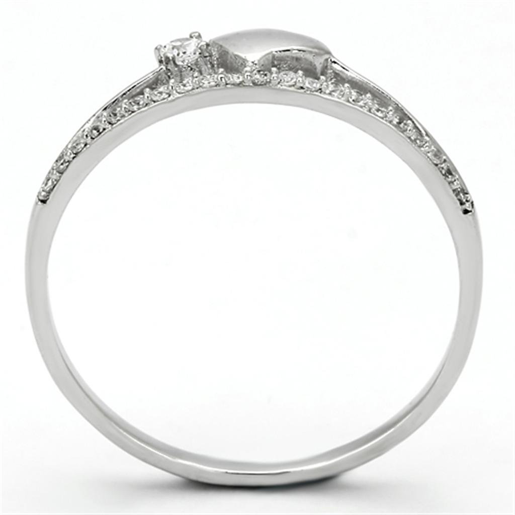 TS111 - Rhodium 925 Sterling Silver Ring with AAA Grade CZ in Clear