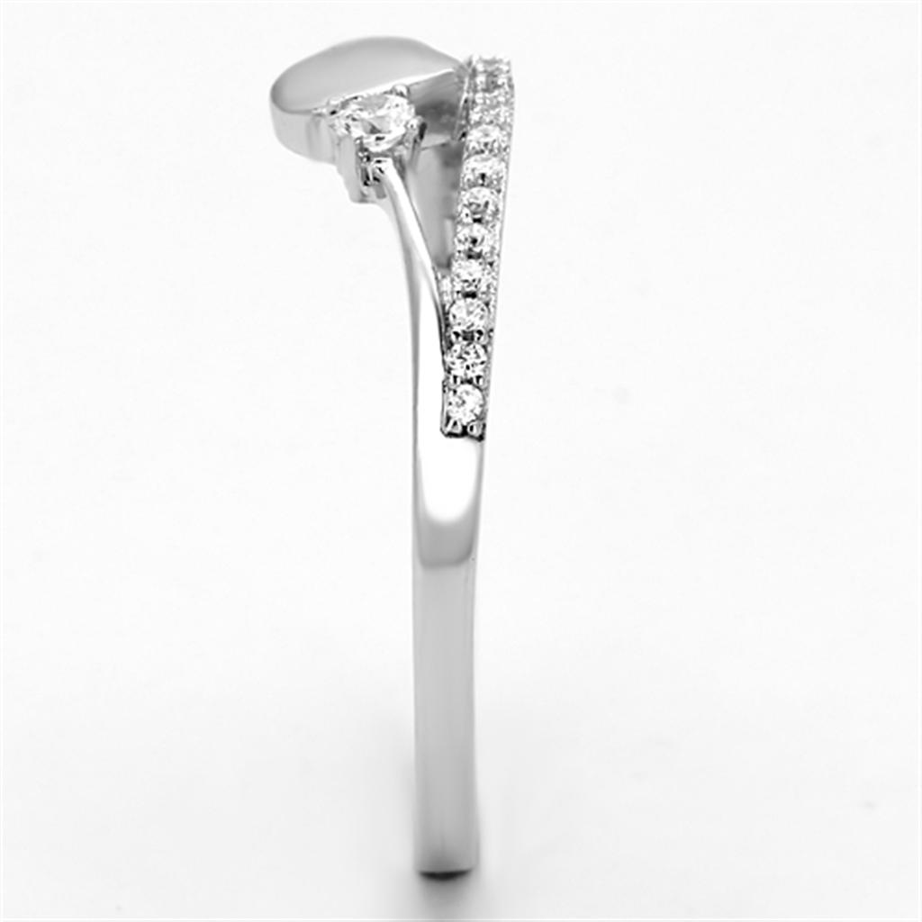TS111 - Rhodium 925 Sterling Silver Ring with AAA Grade CZ in Clear