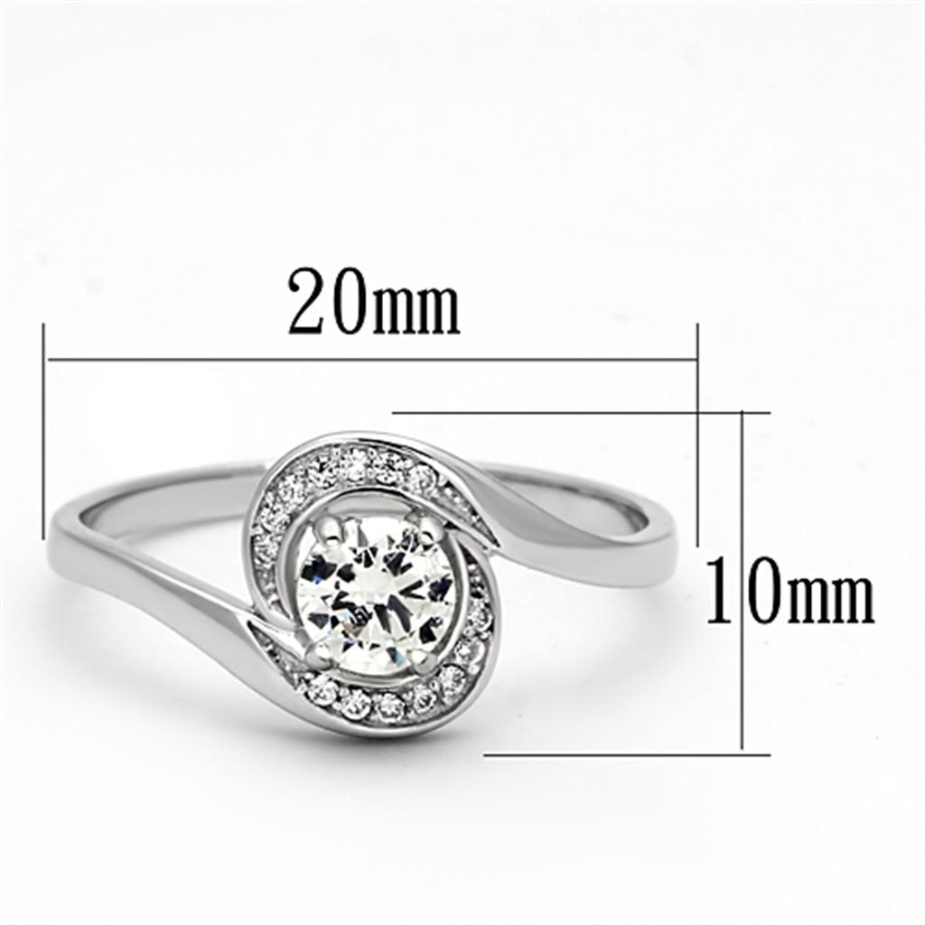 TS116 - Rhodium 925 Sterling Silver Ring with AAA Grade CZ in Clear