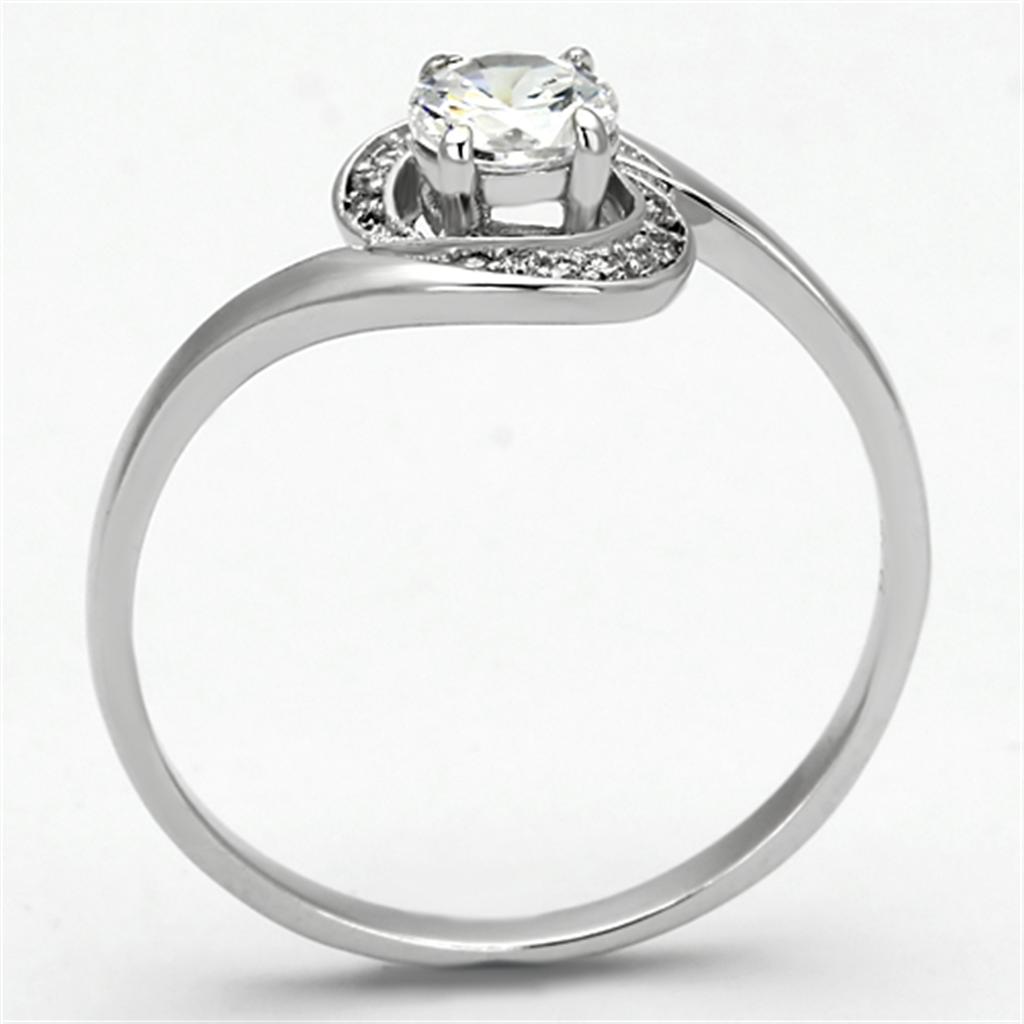 TS116 - Rhodium 925 Sterling Silver Ring with AAA Grade CZ in Clear