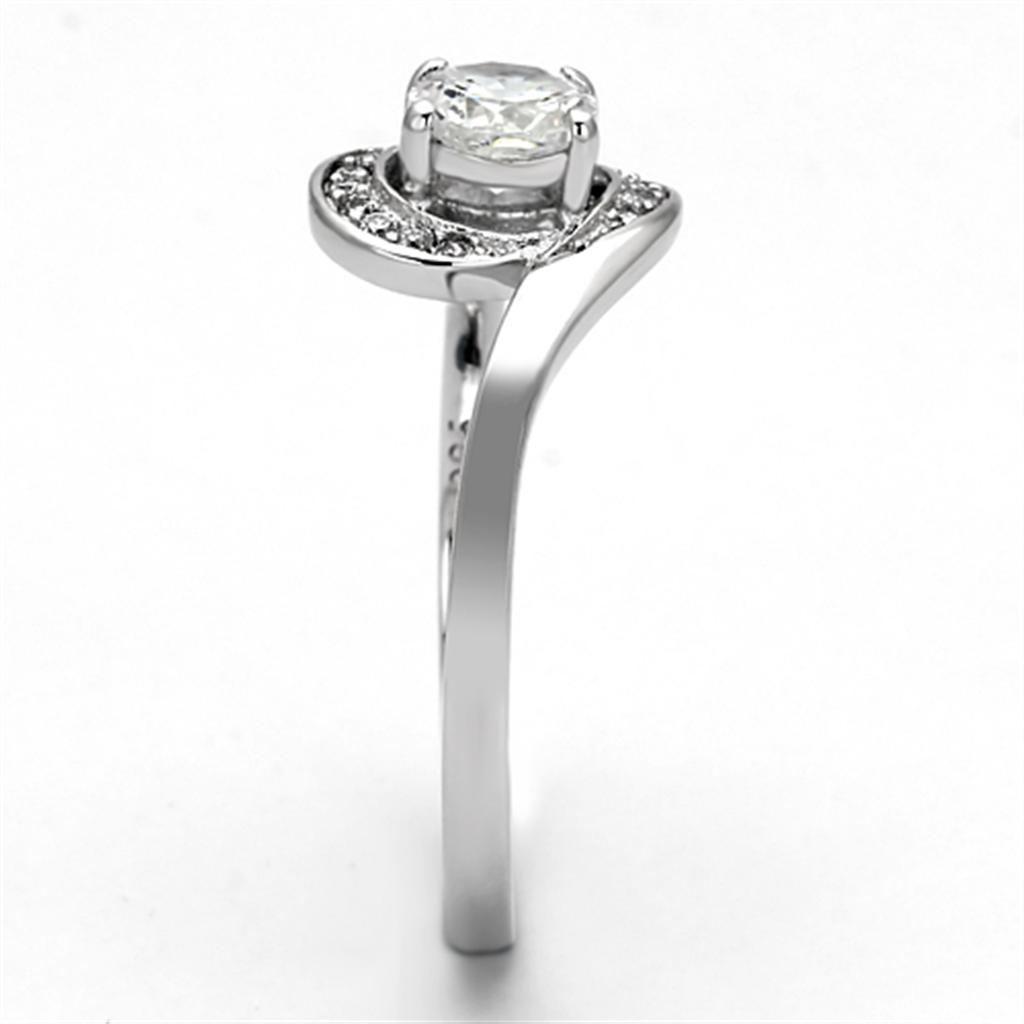 TS116 - Rhodium 925 Sterling Silver Ring with AAA Grade CZ in Clear