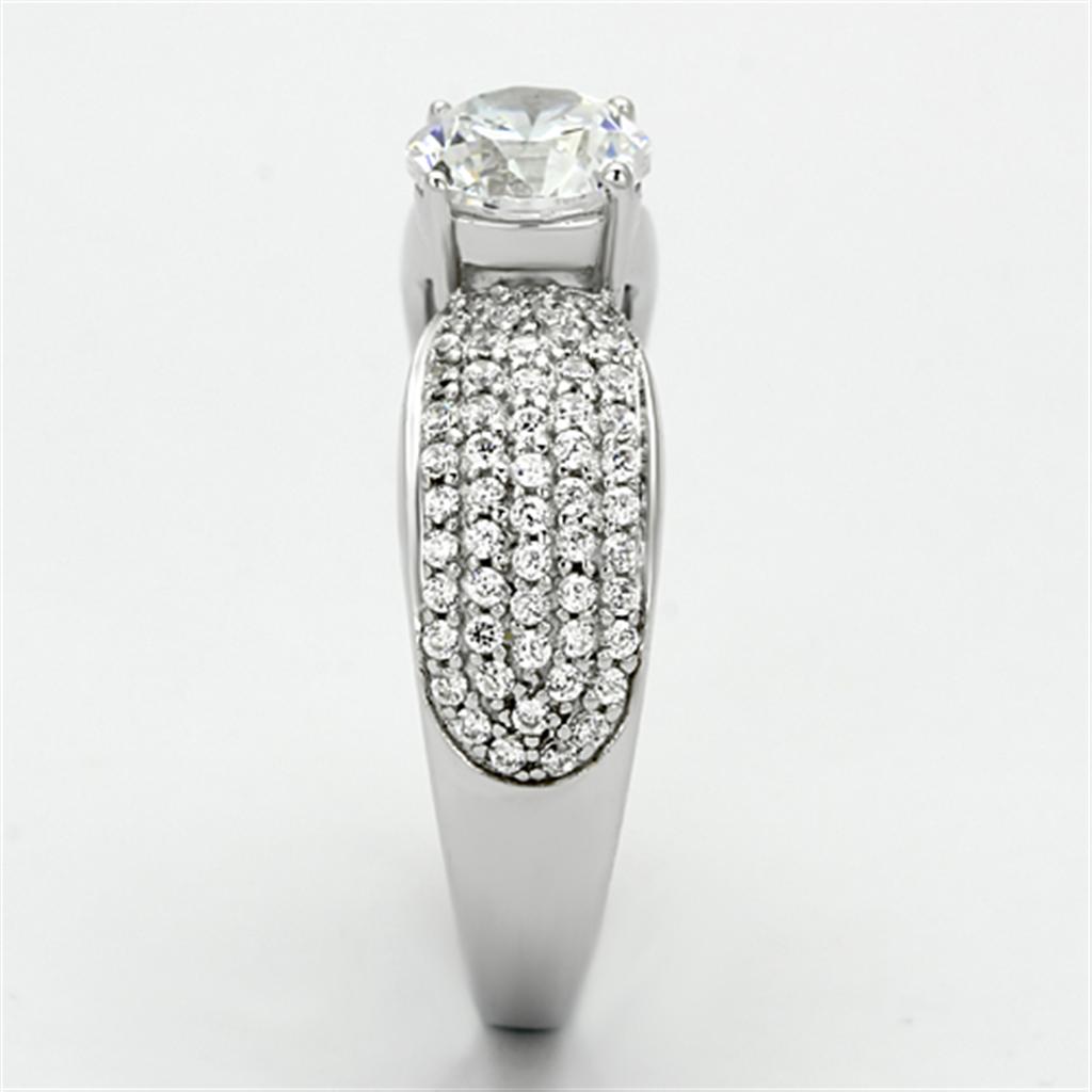 TS119 - Rhodium 925 Sterling Silver Ring with AAA Grade CZ in Clear