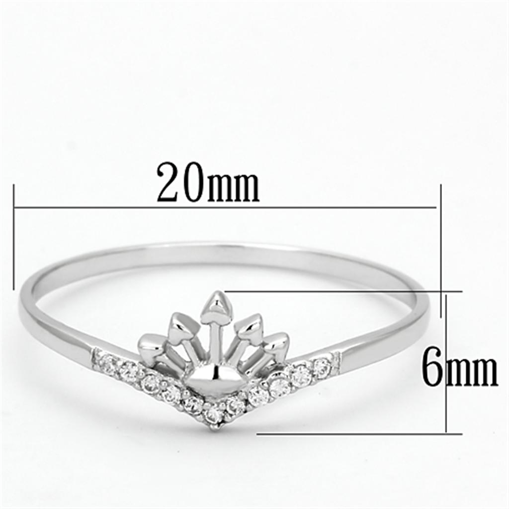 TS120 - Rhodium 925 Sterling Silver Ring with AAA Grade CZ in Clear