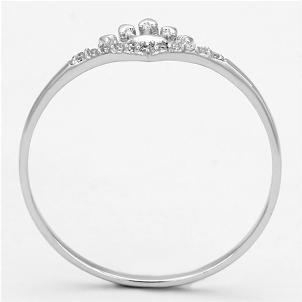 TS120 - Rhodium 925 Sterling Silver Ring with AAA Grade CZ in Clear