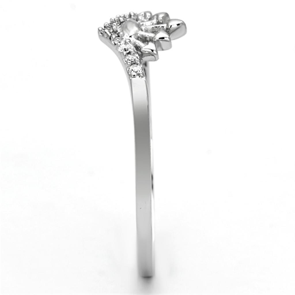 TS120 - Rhodium 925 Sterling Silver Ring with AAA Grade CZ in Clear