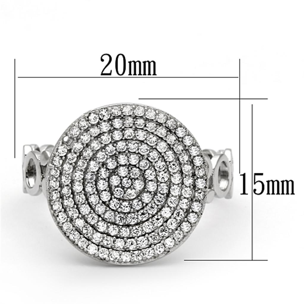 TS121 - Rhodium 925 Sterling Silver Ring with AAA Grade CZ in Clear