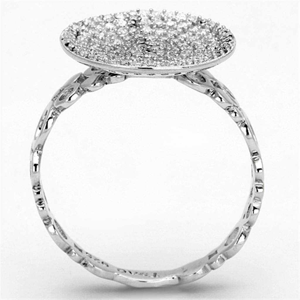 TS121 - Rhodium 925 Sterling Silver Ring with AAA Grade CZ in Clear