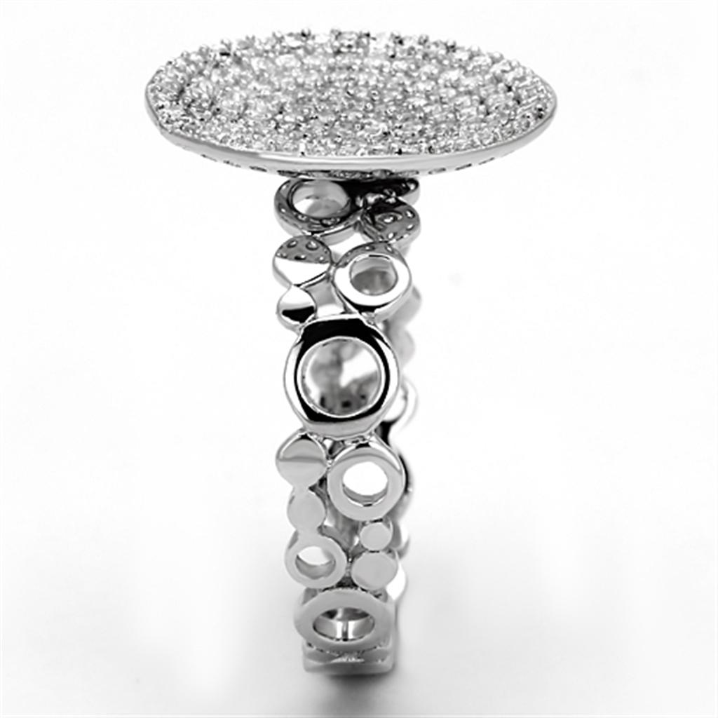 TS121 - Rhodium 925 Sterling Silver Ring with AAA Grade CZ in Clear