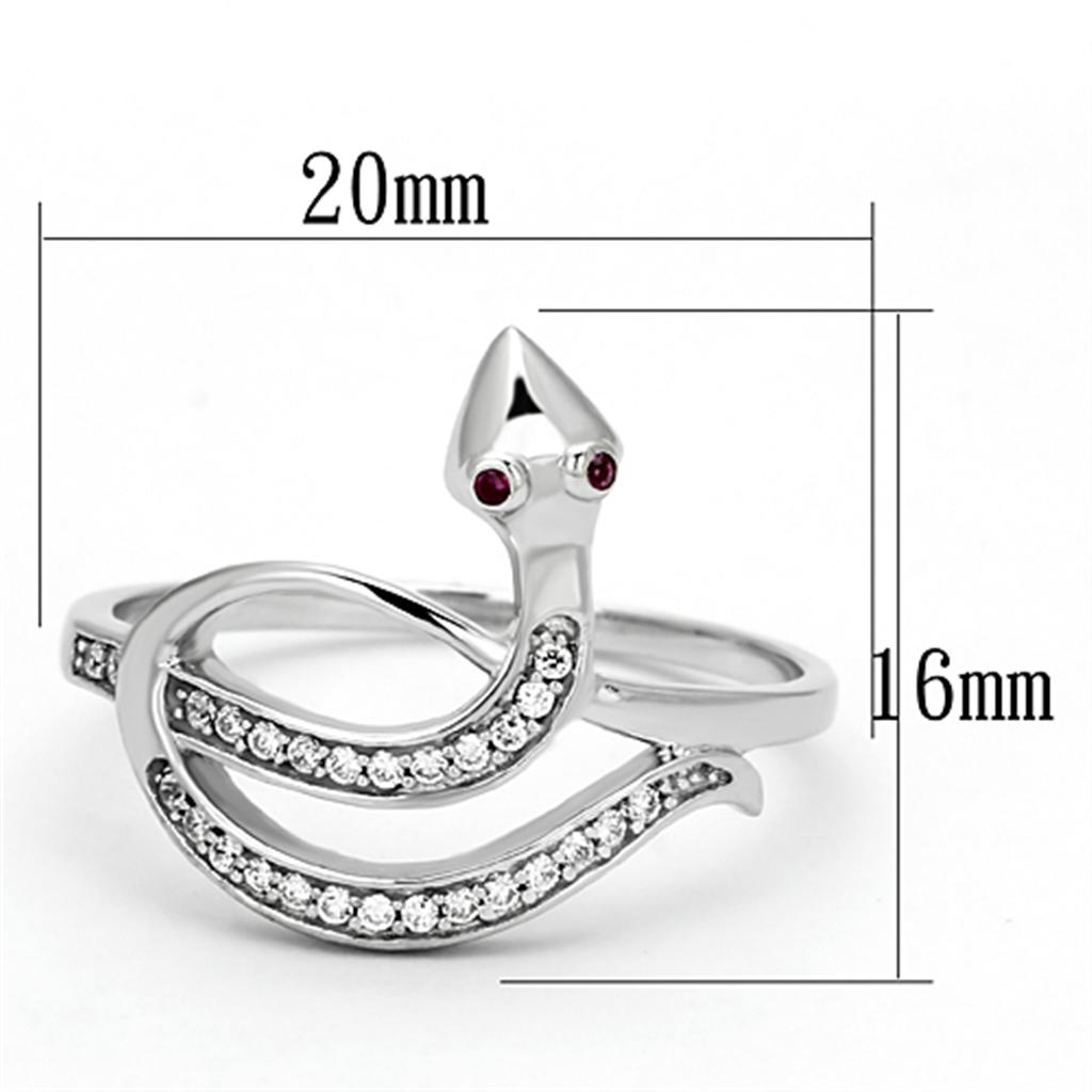 TS123 - Rhodium 925 Sterling Silver Ring with AAA Grade CZ in Ruby