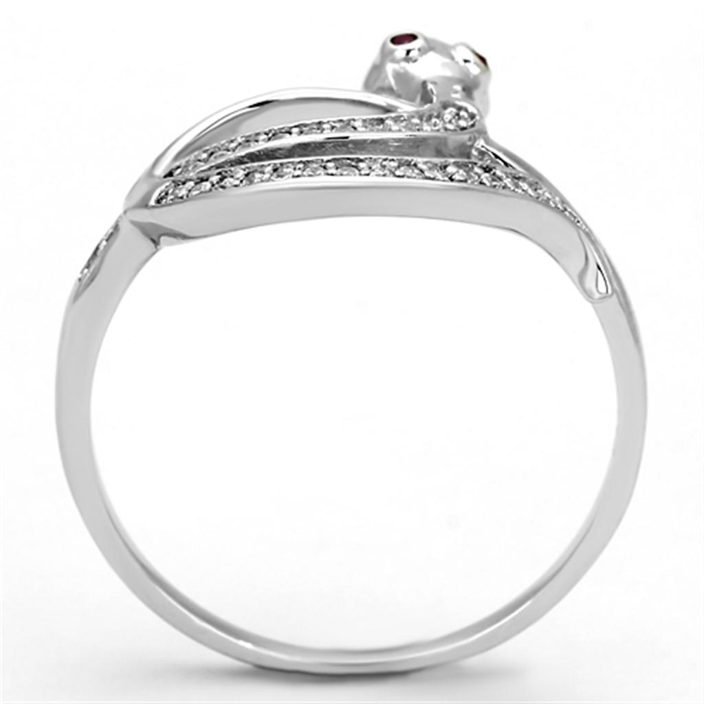 TS123 - Rhodium 925 Sterling Silver Ring with AAA Grade CZ in Ruby