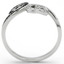 TS125 - Rhodium 925 Sterling Silver Ring with AAA Grade CZ  in Black Diamond