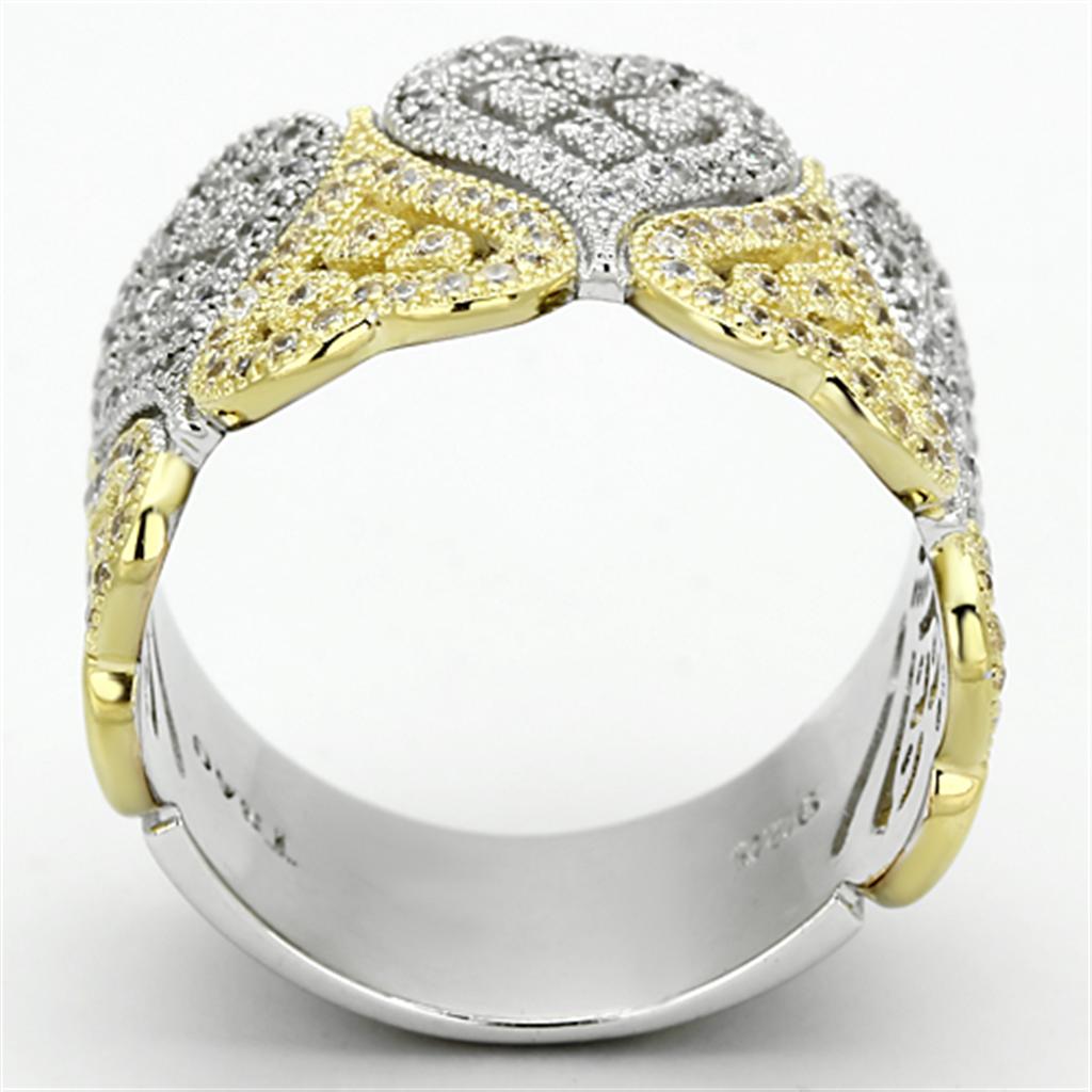 TS126 - Gold+Rhodium 925 Sterling Silver Ring with AAA Grade CZ in Champagne