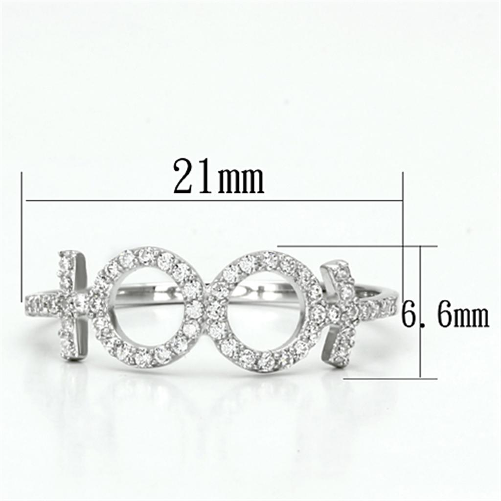 TS129 - Rhodium 925 Sterling Silver Ring with AAA Grade CZ in Clear