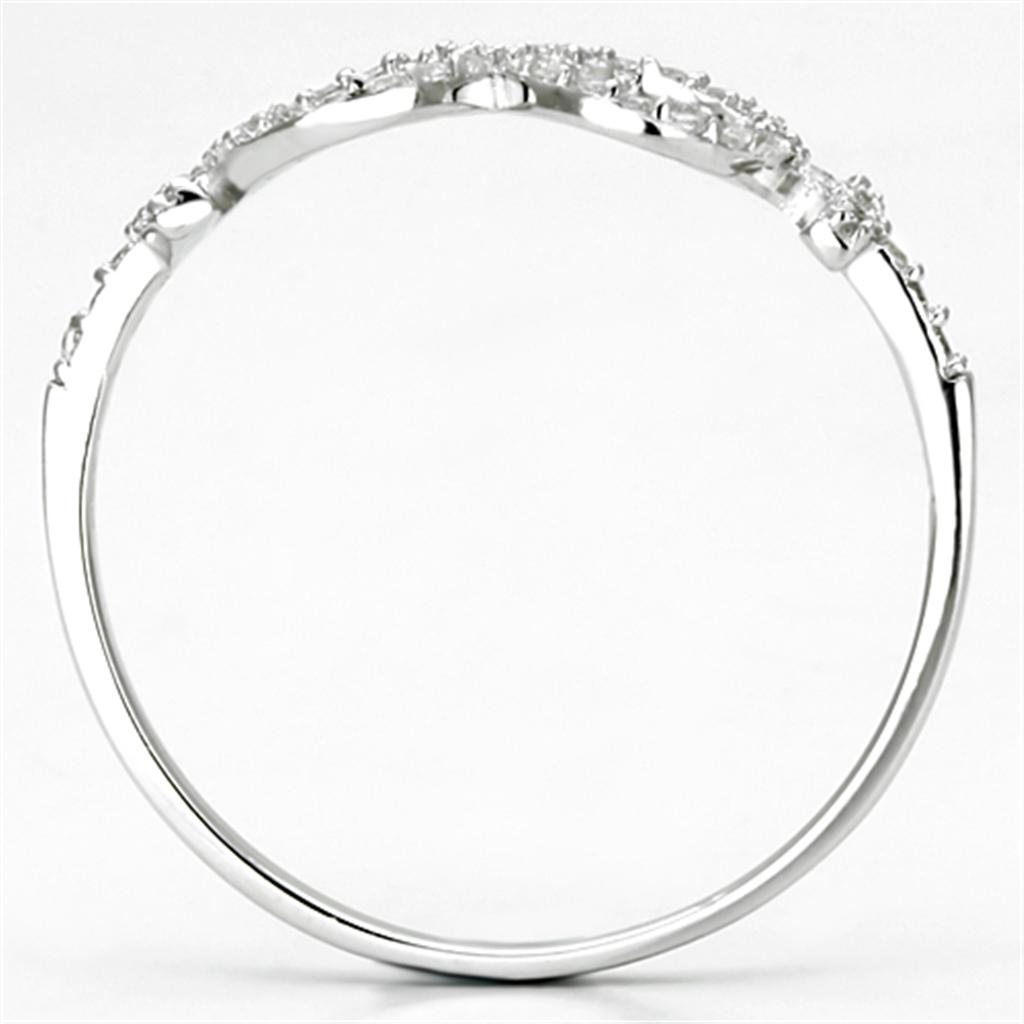 TS129 - Rhodium 925 Sterling Silver Ring with AAA Grade CZ in Clear