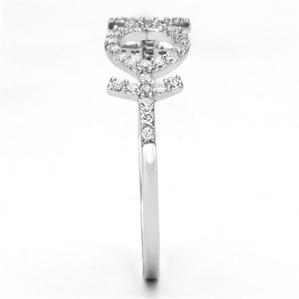 TS129 - Rhodium 925 Sterling Silver Ring with AAA Grade CZ in Clear
