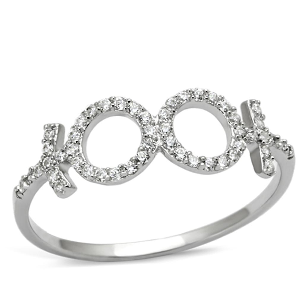 TS129 - Rhodium 925 Sterling Silver Ring with AAA Grade CZ in Clear