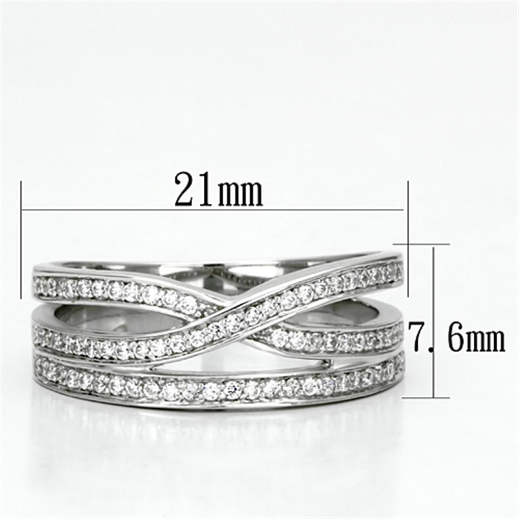 TS131 - Rhodium 925 Sterling Silver Ring with AAA Grade CZ in Clear