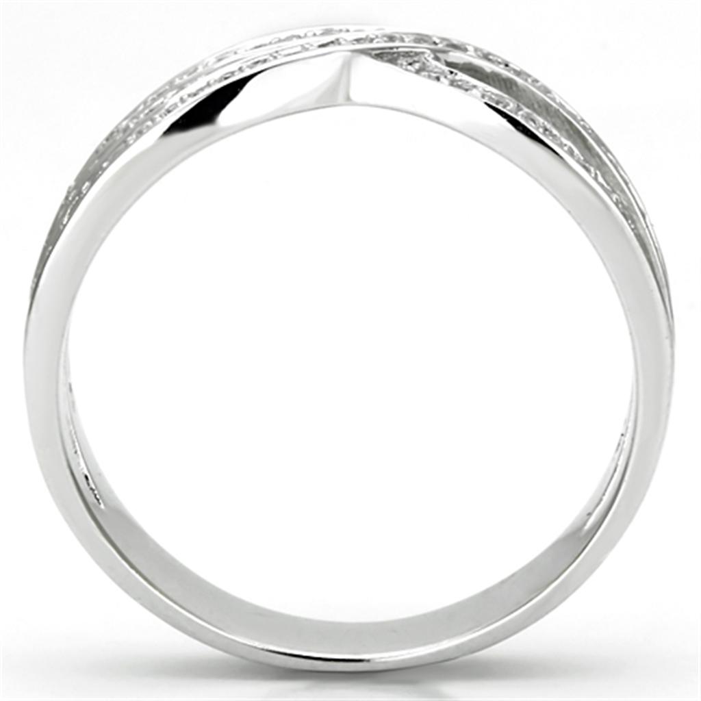 TS131 - Rhodium 925 Sterling Silver Ring with AAA Grade CZ in Clear