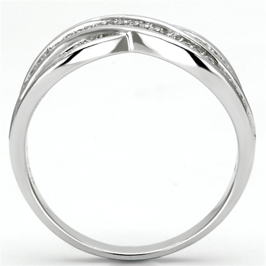 TS132 - Rhodium 925 Sterling Silver Ring with AAA Grade CZ in Clear