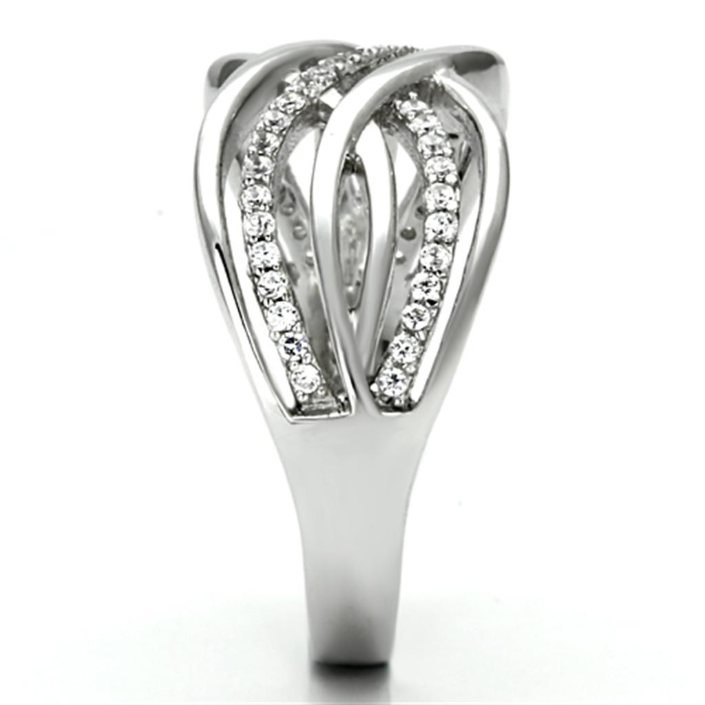 TS132 - Rhodium 925 Sterling Silver Ring with AAA Grade CZ in Clear