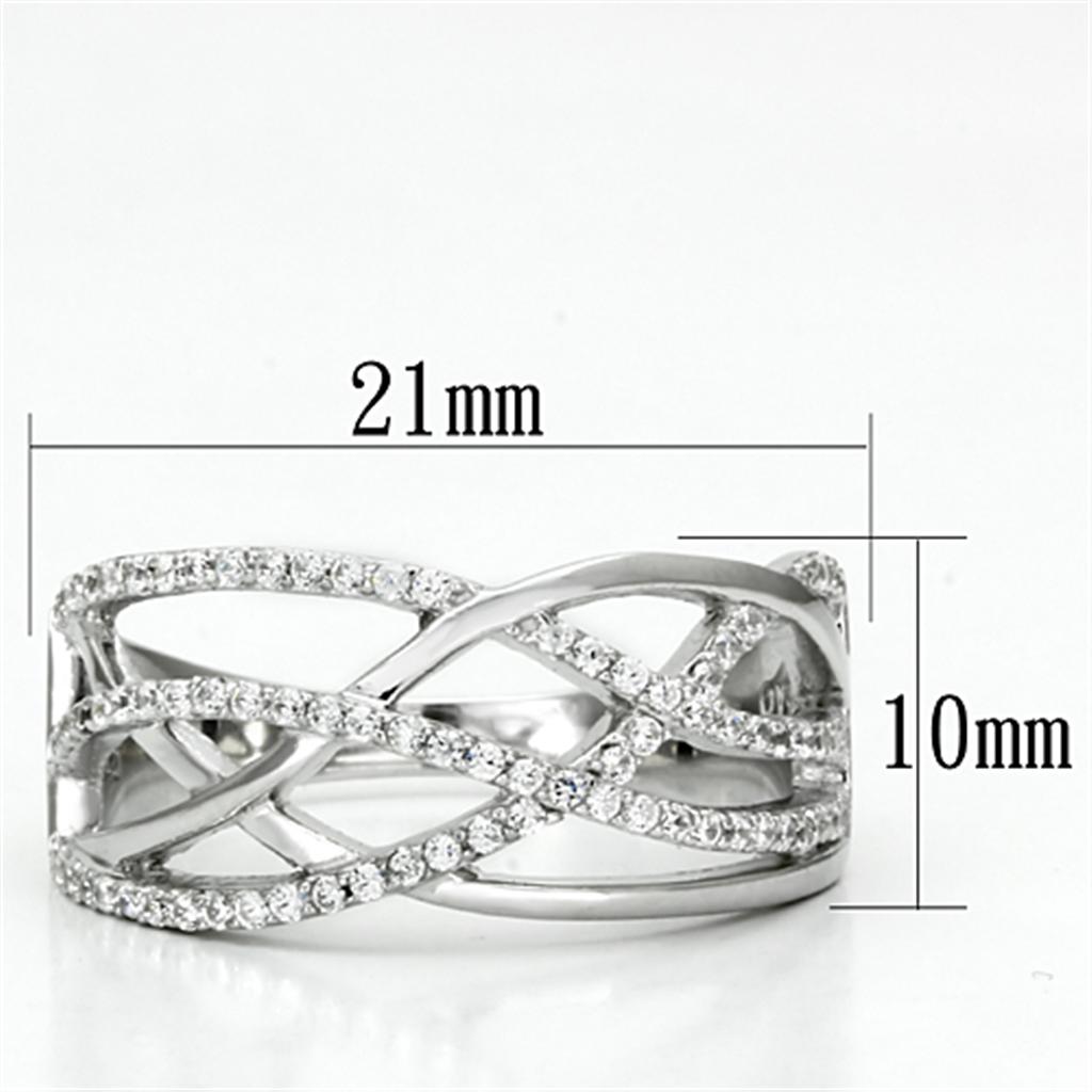 TS134 - Rhodium 925 Sterling Silver Ring with AAA Grade CZ in Clear