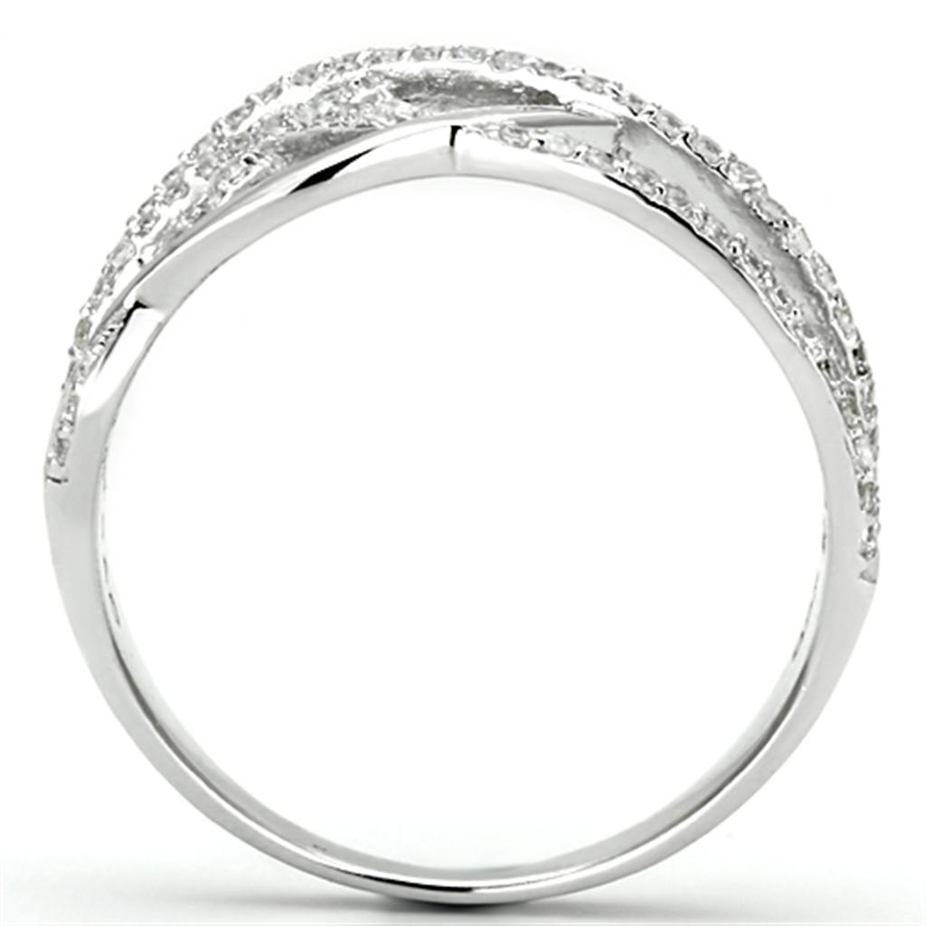 TS134 - Rhodium 925 Sterling Silver Ring with AAA Grade CZ in Clear