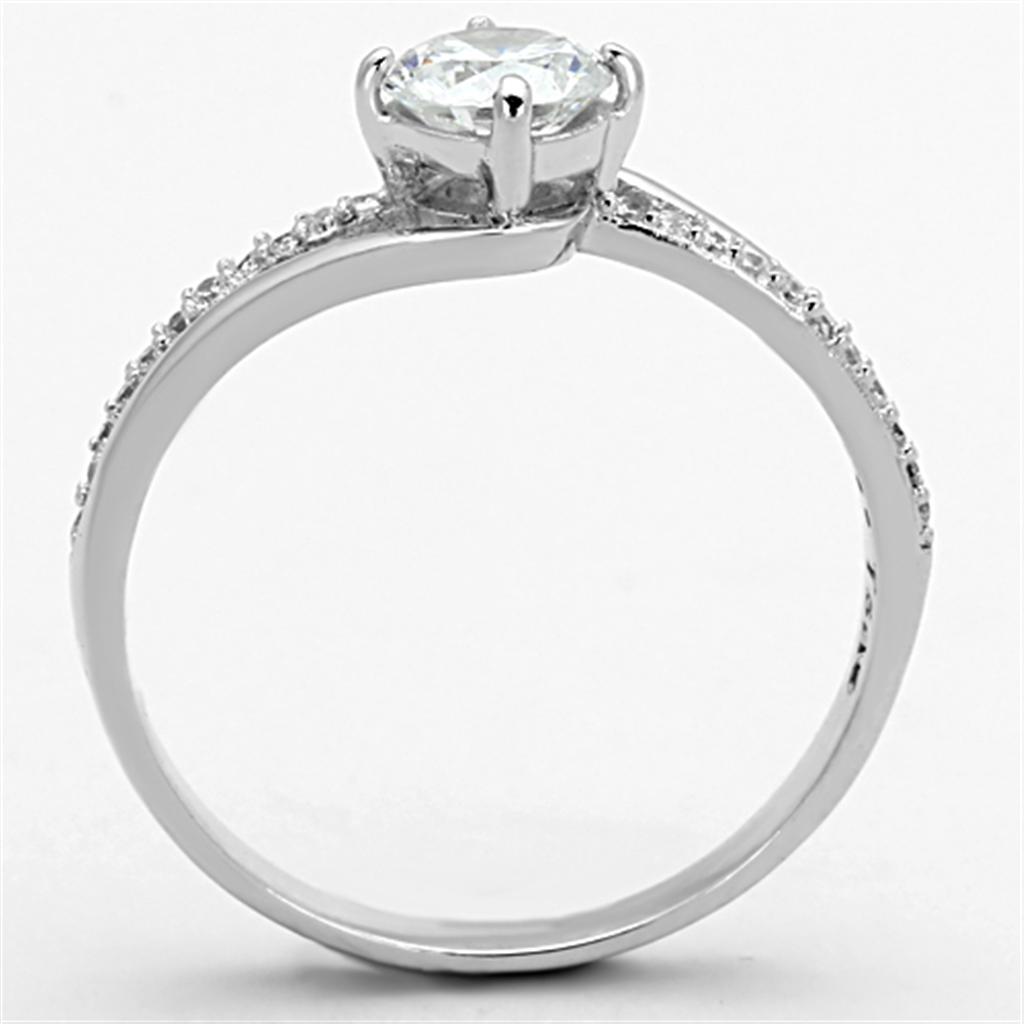 TS141 - Rhodium 925 Sterling Silver Ring with AAA Grade CZ in Clear