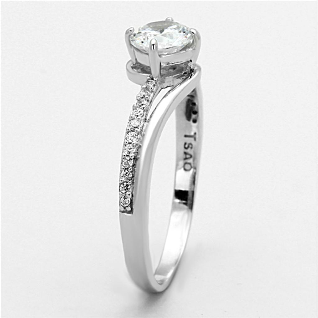 TS141 - Rhodium 925 Sterling Silver Ring with AAA Grade CZ in Clear