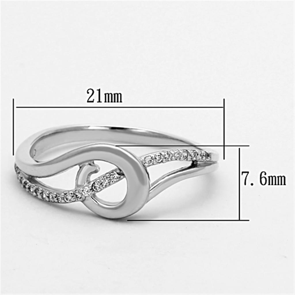 TS142 - Rhodium 925 Sterling Silver Ring with AAA Grade CZ in Clear
