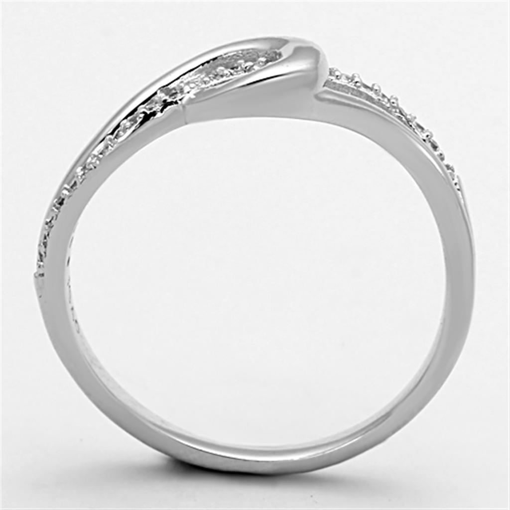 TS142 - Rhodium 925 Sterling Silver Ring with AAA Grade CZ in Clear