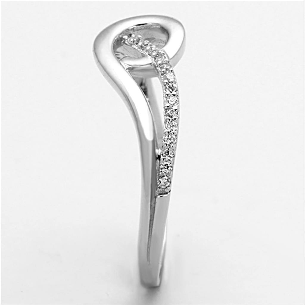 TS142 - Rhodium 925 Sterling Silver Ring with AAA Grade CZ in Clear