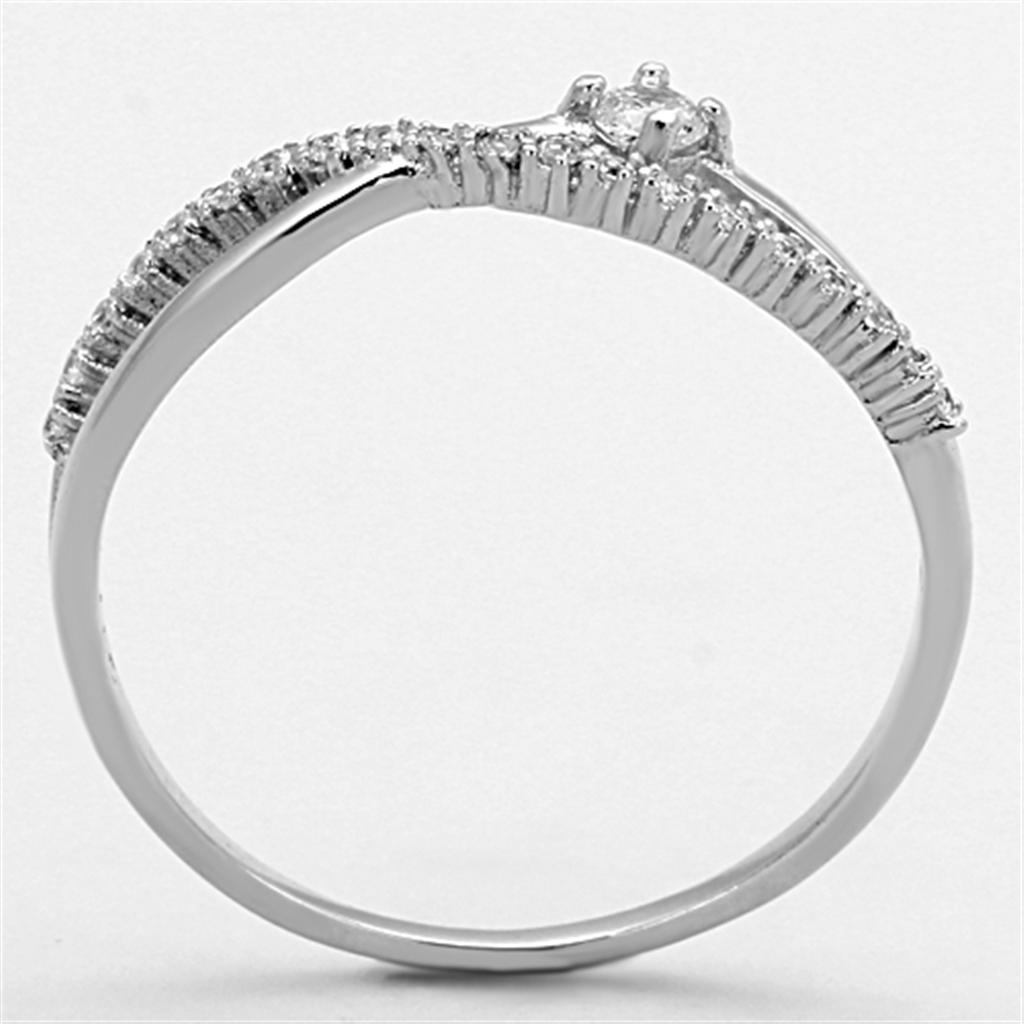 TS144 - Rhodium 925 Sterling Silver Ring with AAA Grade CZ in Clear
