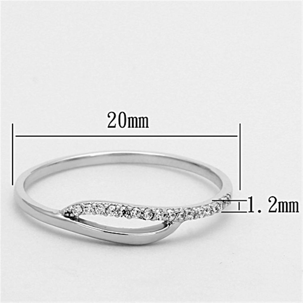 TS145 - Rhodium 925 Sterling Silver Ring with AAA Grade CZ in Clear