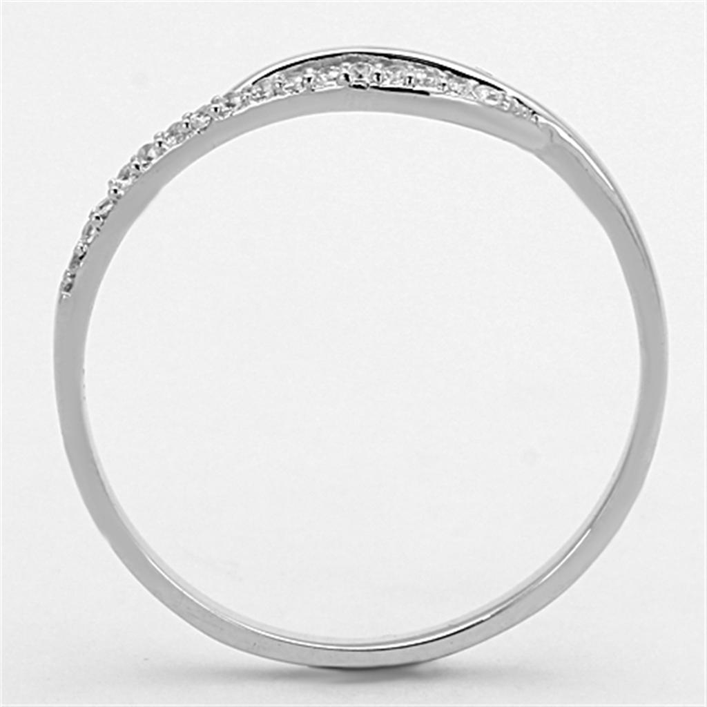 TS145 - Rhodium 925 Sterling Silver Ring with AAA Grade CZ in Clear