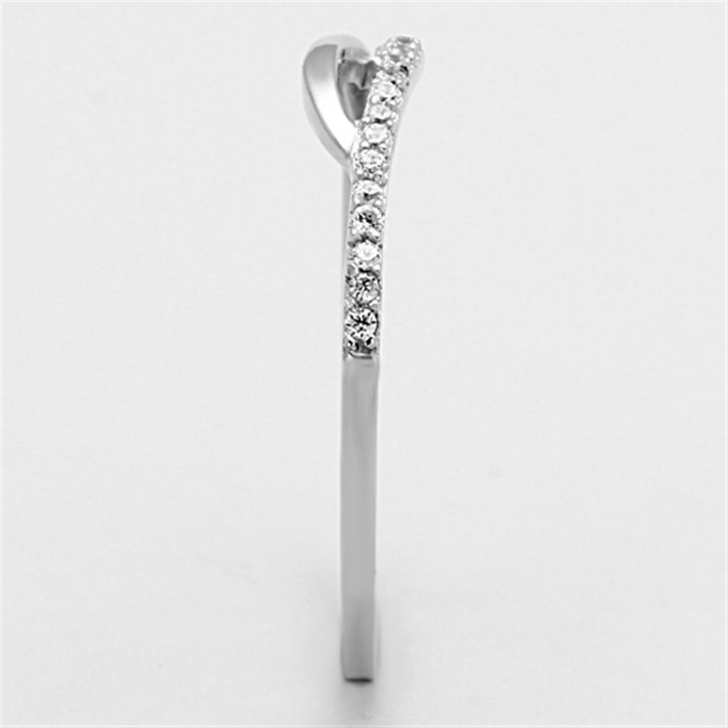 TS145 - Rhodium 925 Sterling Silver Ring with AAA Grade CZ in Clear