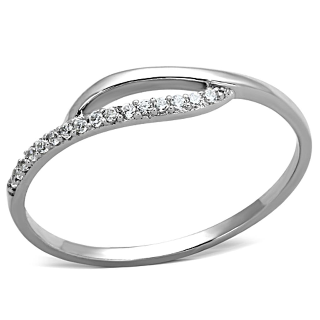 TS145 - Rhodium 925 Sterling Silver Ring with AAA Grade CZ in Clear