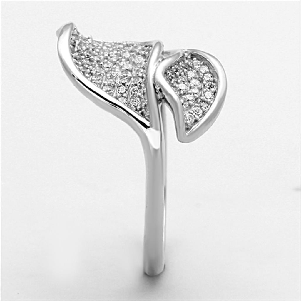 TS149 - Rhodium 925 Sterling Silver Ring with AAA Grade CZ in Clear