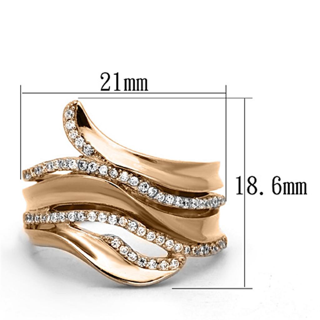 TS168 - Rose Gold 925 Sterling Silver Ring with AAA Grade CZ in Clear
