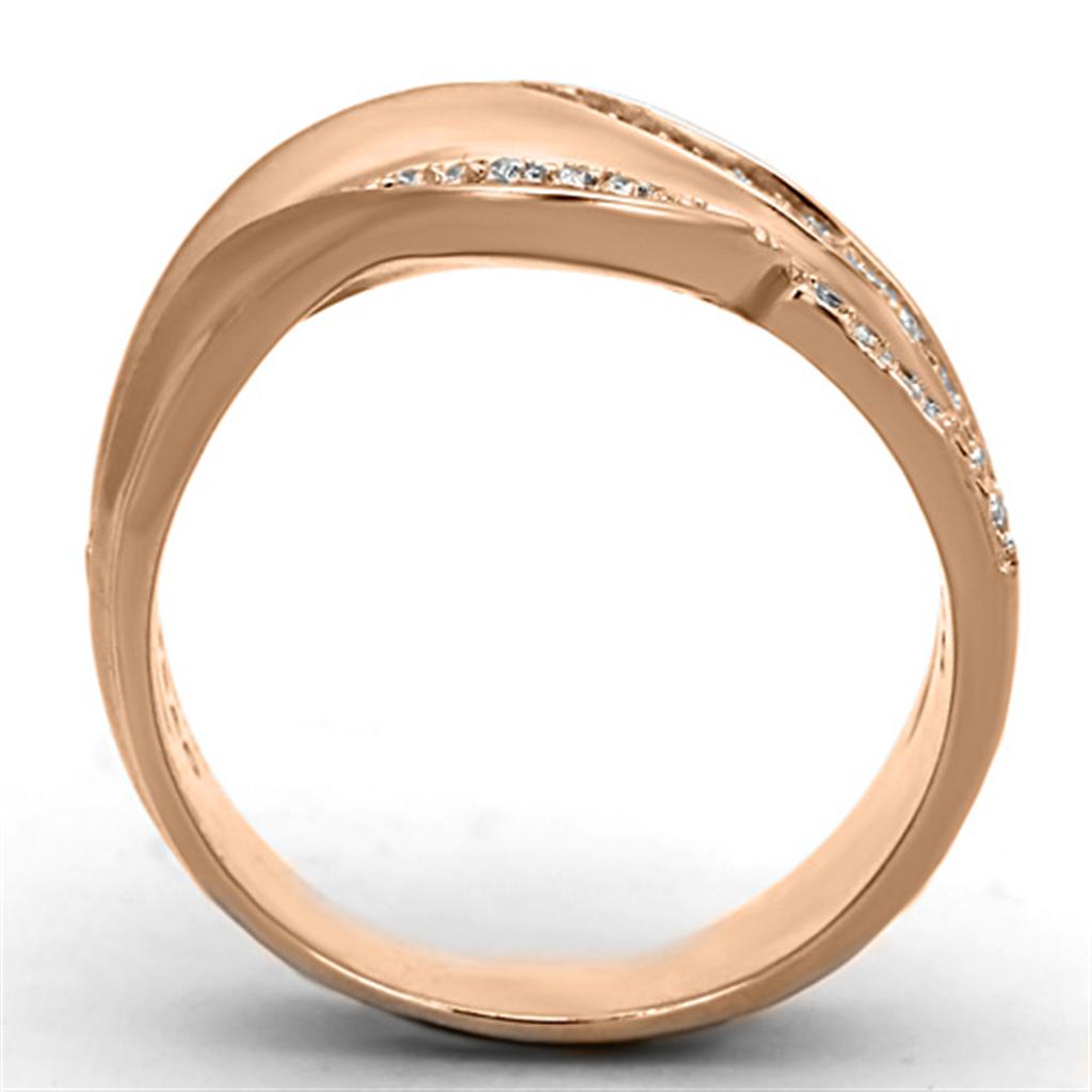 TS168 - Rose Gold 925 Sterling Silver Ring with AAA Grade CZ in Clear