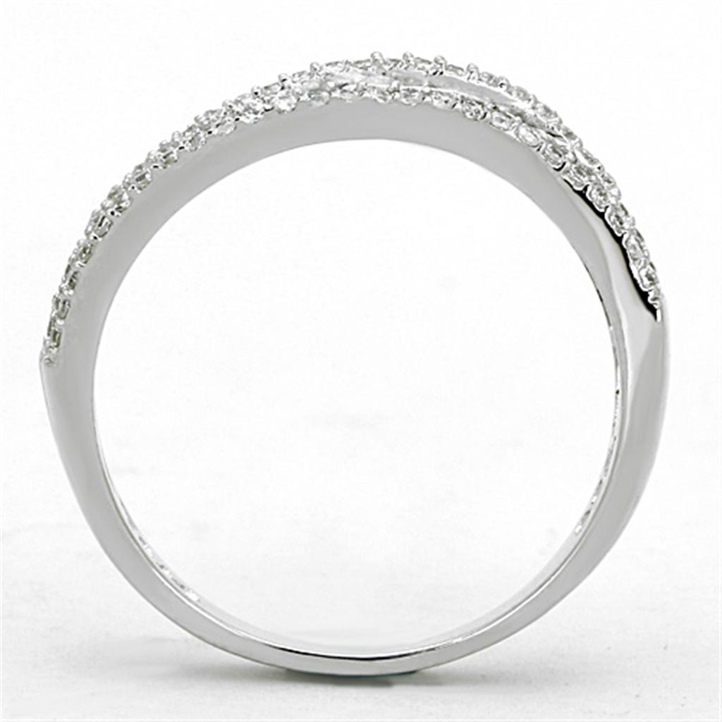 TS173 - Rhodium 925 Sterling Silver Ring with AAA Grade CZ in Clear