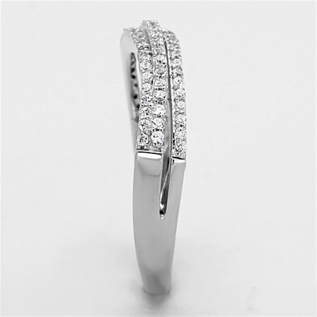 TS173 - Rhodium 925 Sterling Silver Ring with AAA Grade CZ in Clear