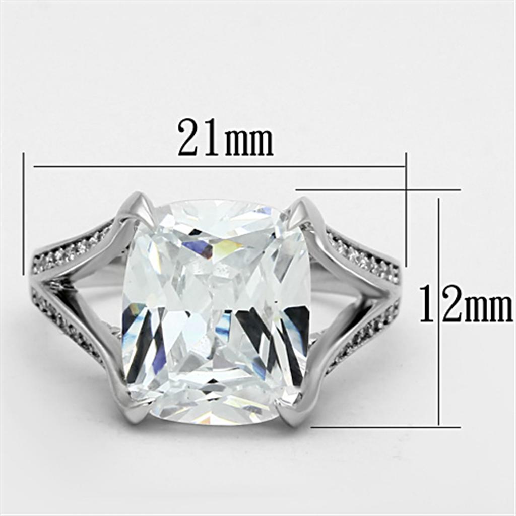 TS174 - Rhodium 925 Sterling Silver Ring with AAA Grade CZ in Clear