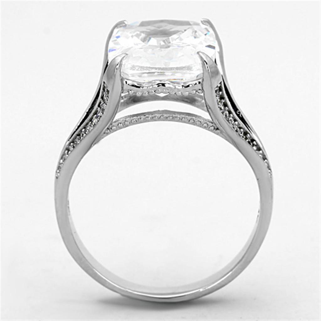 TS174 - Rhodium 925 Sterling Silver Ring with AAA Grade CZ in Clear