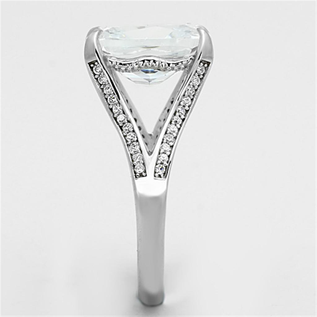 TS174 - Rhodium 925 Sterling Silver Ring with AAA Grade CZ in Clear