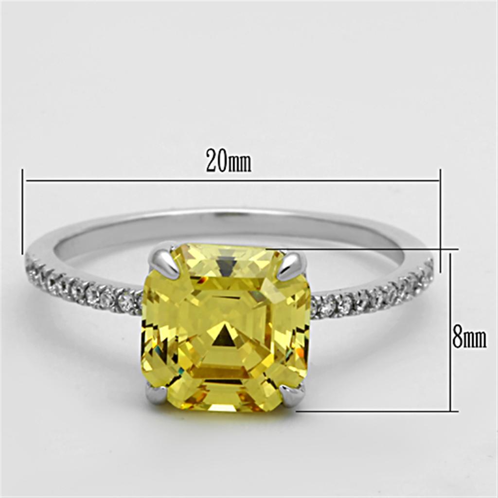 TS175 - Rhodium 925 Sterling Silver Ring with Cubic in Topaz
