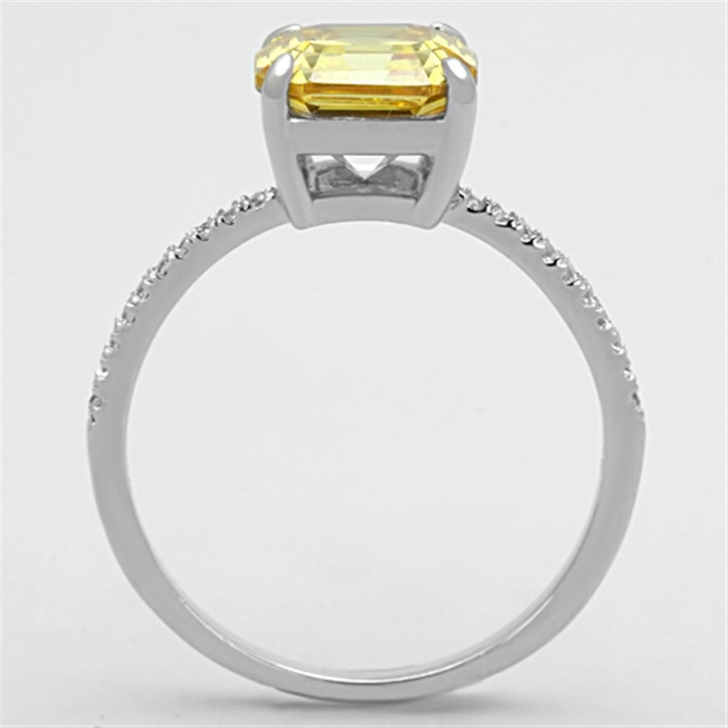 TS175 - Rhodium 925 Sterling Silver Ring with Cubic in Topaz
