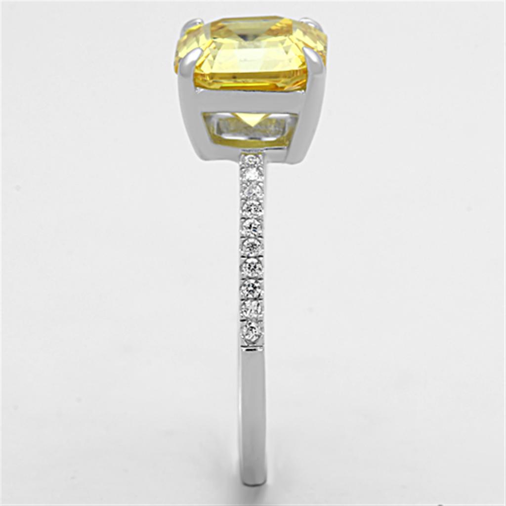 TS175 - Rhodium 925 Sterling Silver Ring with Cubic in Topaz