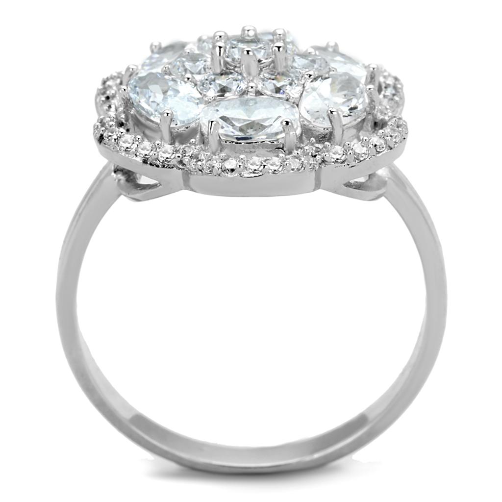 TS180 - Rhodium 925 Sterling Silver Ring with AAA Grade CZ in Clear