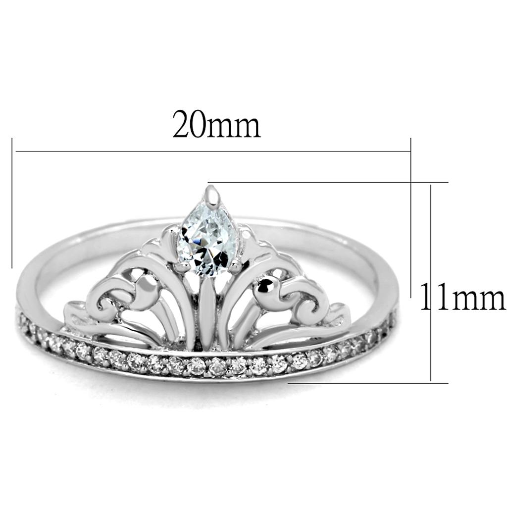 TS191 - Rhodium 925 Sterling Silver Ring with AAA Grade CZ in Clear