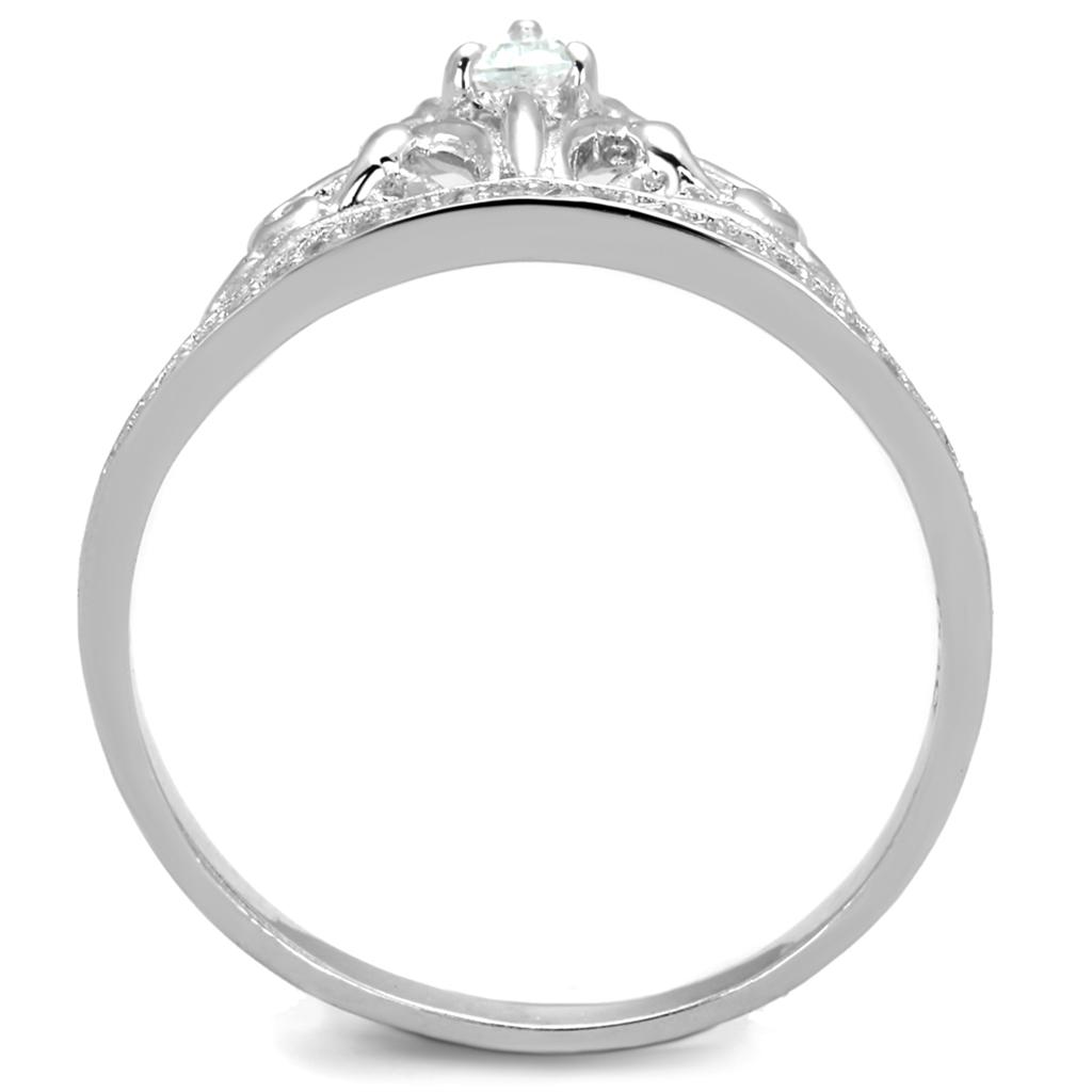TS191 - Rhodium 925 Sterling Silver Ring with AAA Grade CZ in Clear